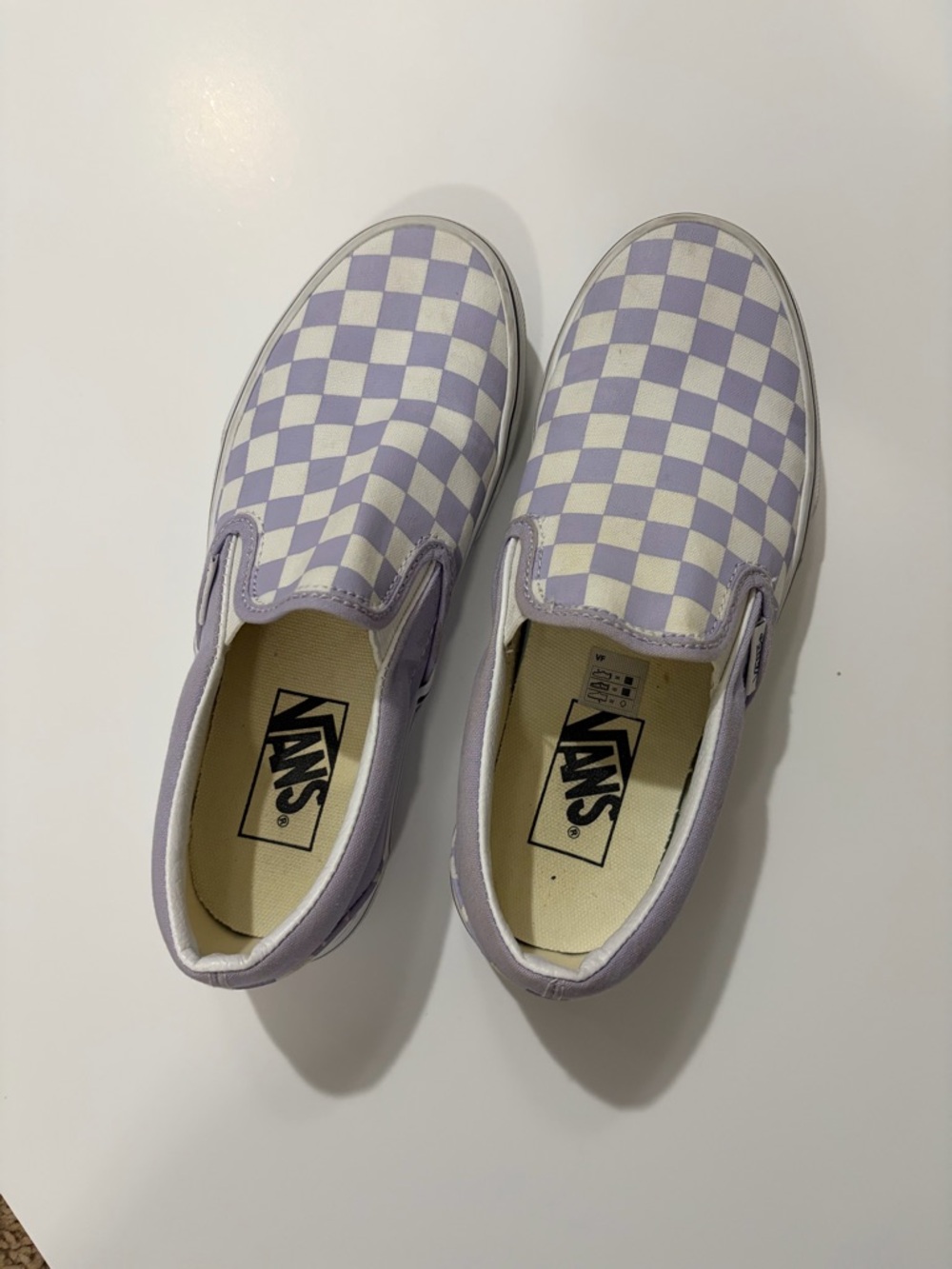 Vans Slip-On Checkerboard Sneakers - Lavender & White